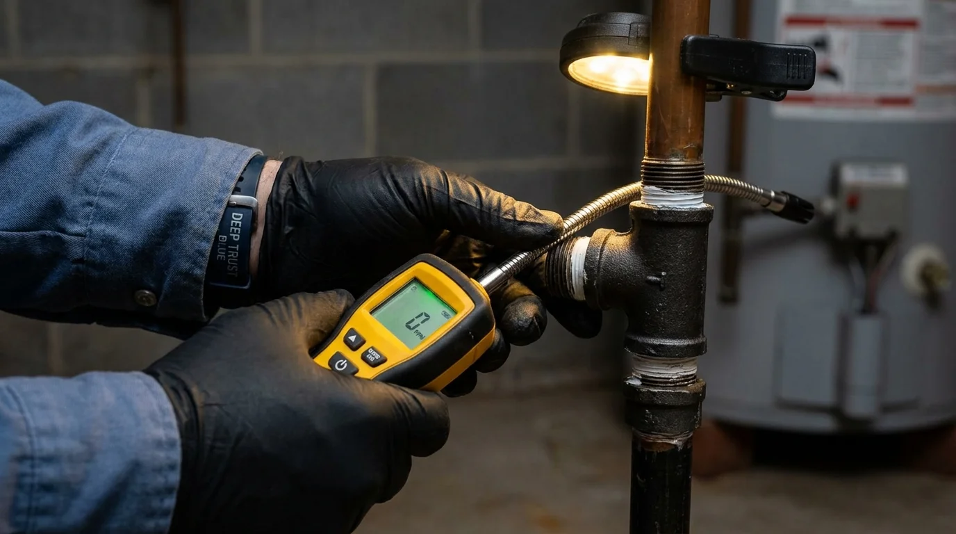 Gas leak detection with electronic sniffer by Johns Plumbing LLC in Lombard