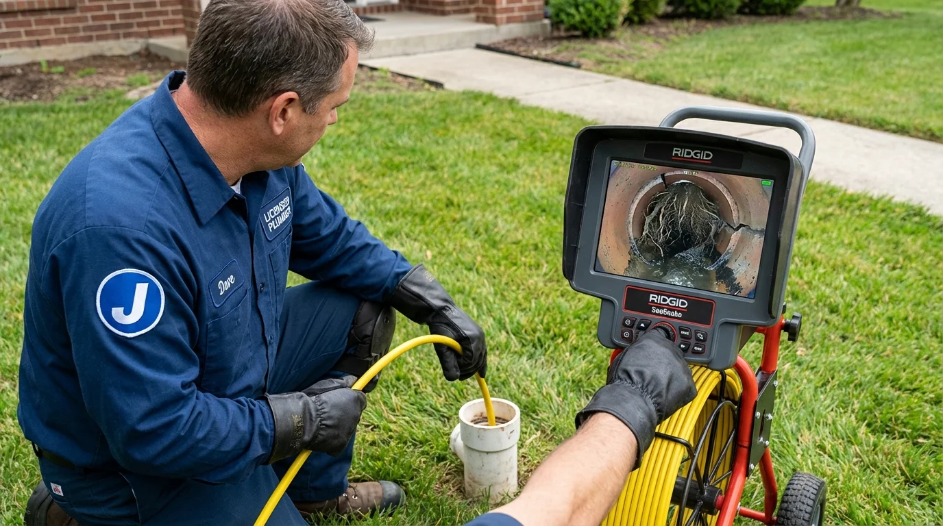 Sewer camera inspection being performed by Johns Plumbing LLC in Lombard