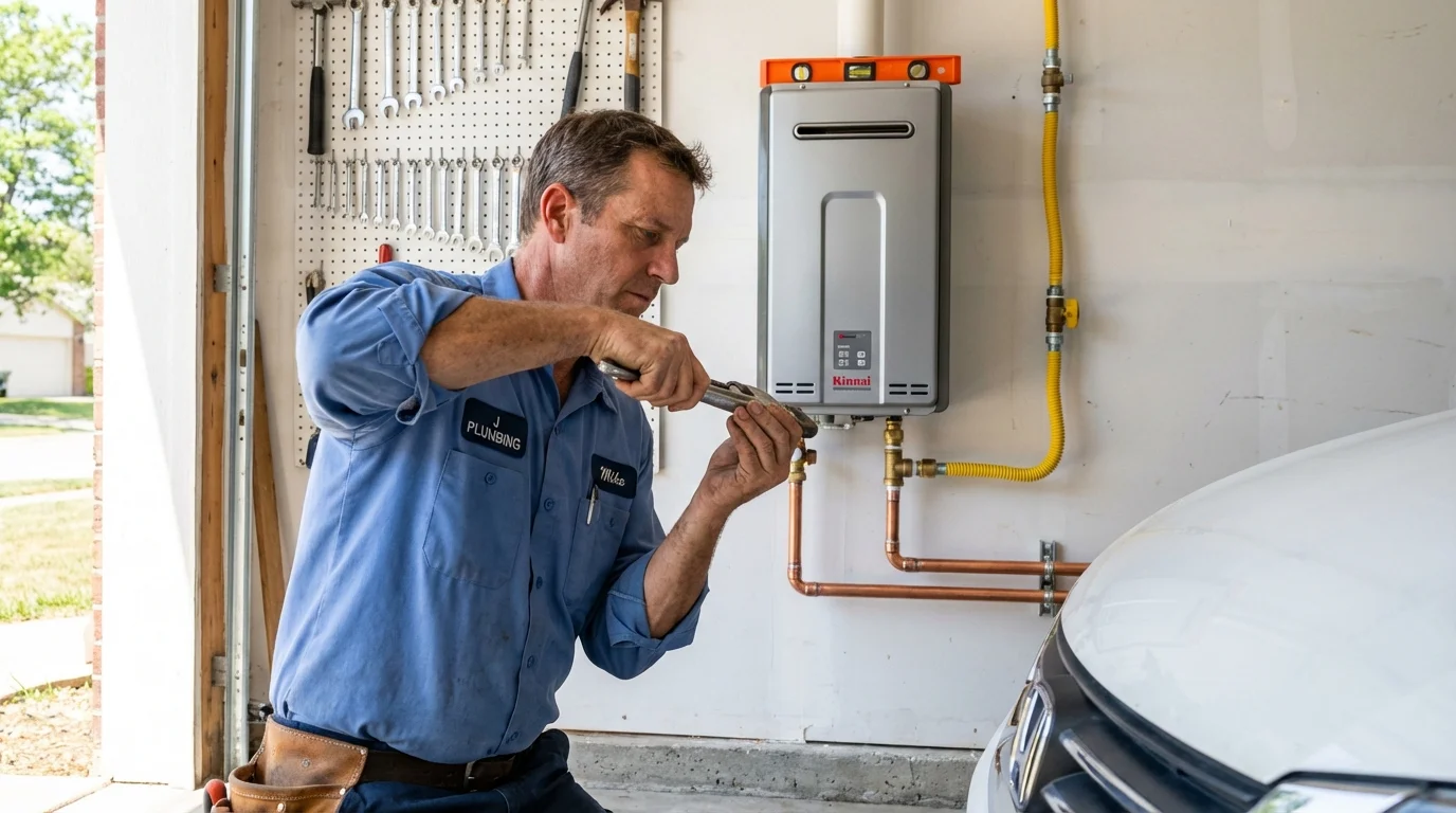 Tankless water heater installation by a Johns Plumbing LLC plumber in Lombard